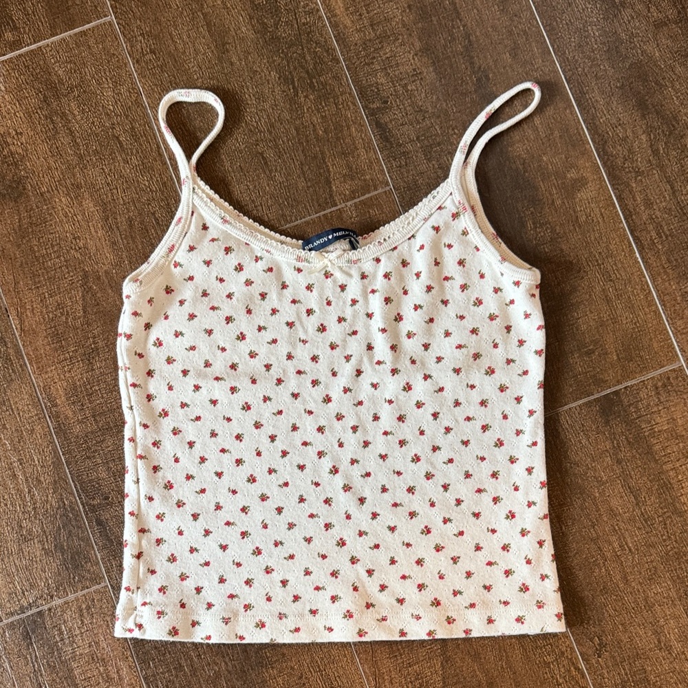 Brandy Melville Floral Cream Camisole Top